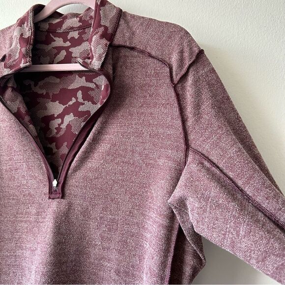 Lululemon Surge Warm 1/2 Zip Jacquard in burgundy - Picture 8 of 11